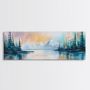 Mountain Lake, Sunset Reflection, Winter Scenery, Framed Canvas Print, Nature Wall Art, Cabin Decor, Home Art, Bedroom Decor