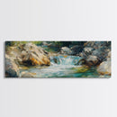 Waterfall Stream, Rocky River, Nature Wall Art, Framed Canvas Print, Cabin Decor, Rustic Landscape, Outdoor Adventure Art, Natural Beauty