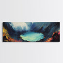 Volcanic Lake, Dramatic Scenery, Canvas Print, Dark Wall Art, Living Room Decor, Moody Landscape, Bold Colors, Office Wall Art