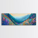 Mountain Wildflowers, Vibrant Landscape Art, Nature Painting, Cabin Wall Decor, Springtime Art, Living Room Print, Canvas Print