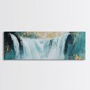 Majestic Waterfall Scene Framed Canvas Print Nature Landscape Painting, Living Room Wall Art, Tranquil River Artwork, Rustic Decor