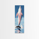 Leaping Dolphin, Ocean Wildlife, Canvas Print, Beach House Wall Art, Blue Coastal Aesthetic, Marine Life Art, Living Room Decor