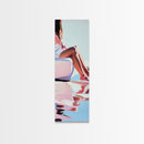 Sunlit Poolside, Elegant Woman Art, Minimalist Feminine Decor, Summer Painting, Warm and Serene Aesthetic, Framed Canvas Print
