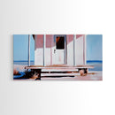 White House, Oceanfront, Rustic, Framed Canvas Print, Coastal Decor, Minimalist Art, Beach House Wall Art, Serene Living Room Art