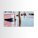 Docked Boats, Waterfront Scene, Canvas Print, Nautical Home Decor, Living Room Wall Art, Soft Pastel Aesthetic, Minimalist Seaside