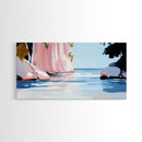 Pink Waterfall, Abstract Landscape, Minimalist Art, Coastal Wall Decor, Living Room Art, Framed Canvas Print, Nature-Inspired Home Art