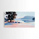 Mountain Lake, Pine Tree, Scenic Nature, Landscape Painting, Framed Canvas Print, Bedroom Wall Art, Rustic Home Decor, Nature Gift