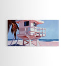 Beach Lifeguard Tower, Coastal Wall Art, Minimalist Beach Print, Boho Coastal Decor, Summer Beach House, Living Room Canvas Print
