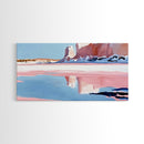 Desert Canyon Reflection, Southwest Landscape Art, Boho Nature Print, Western Wall Decor, Earthy Minimalist, Living Room Framed Canvas Print