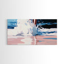 Ocean Waves Splash, Coastal Surf Print, Dynamic Beach Wall Art, Nautical Seaside Decor, Modern Blue Aesthetic, Bathroom Canvas Print