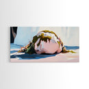Mossy Rock on Beach, Nature Coastal Art, Earthy Seaside Print, Tranquil Zen Decor, Organic Minimalist Aesthetic, Living Room Canvas Print
