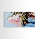 Serenity Reflections, Nature, Framed Canvas Print, Tranquil lake scene, soft pastels, modern landscape, minimalist decor, bedroom wall art