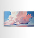 Sunset Glow, Cloud Reflections, Pastel Sky, Framed Canvas Print, Beach House Decor, Aesthetic Landscape, Contemporary Art, Serene Home Accent