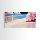 Pink Blossom, Coastal Wall Art, Living Room Decor, Framed Canvas Print, Modern Beach Painting, Pastel Home Decor, Seaside Art