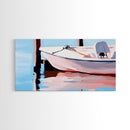 Sailboat Tranquility, Nautical Art, Minimalist Boho, Blue Coastal Decor, Calm Water Reflection, Serene Aesthetic, Canvas Print, Entryway