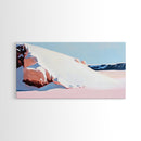 Sand Dunes, Ocean Breeze, Coastal Serenity, Pastel Beach, Framed Canvas Print, Minimalist Art, Modern Home Decor, Living Room Wall Art