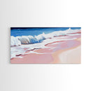 Pink Waves, Ocean Painting, Coastal Home Decor, Beach Wall Art, Summer Aesthetic, Minimalist Seascape, Canvas Print, Nautical Theme
