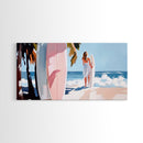 Surfer Girl, Coastal Art, Framed Canvas Print, Beach Wall Decor, Tropical Aesthetic, Ocean Painting, Summer Vibes, Modern Home Art