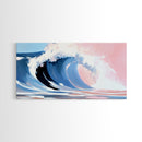 Ocean Wave, Surf Art, Framed Canvas Print, Coastal Decor, Beach House Wall Art, Pastel Seascape, Modern Home Aesthetic