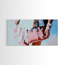 Beach Chic, Boho Fashion, Framed Canvas Print, Coastal Wall Art, Feminine Aesthetic, Pastel Painting, Modern Home Decor