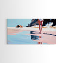 Woman, Reflection, Shoreline, Framed Canvas Print, Feminine Art, Modern Minimalist, Relaxing Home Decor, Pastel Coastal Painting