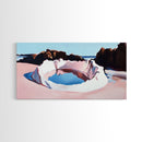 Ocean, Rock Pool, Abstract, Framed Canvas Print, Coastal Home Decor, Tranquil Artwork, Minimalist Landscape, Soft Pastel Painting