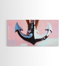 Nautical Anchor, Surreal Maritime, Ocean Aesthetic, Coastal Home Decor, Pink Nautical Art, Living Room Wall Art, Canvas Print