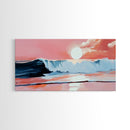 Pink Sunset, Ocean Waves, Coastal Art, Beach Decor, Framed Canvas Print, Modern Wall Art, Nautical Art, Living Room Wall Art