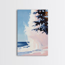 Ocean Wave, Coastal Scene, Nature Art, Framed Canvas Print, Beach Wall Art, Blue and Pink Painting, Serene Seascape, Contemporary Decor