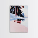 Winter Forest, Snowy Pines, Lake Reflection, Seasonal Wall Decor, Framed Canvas Print, Minimalist Landscape, Cozy Wall Art, Cabin Decor