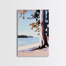 Lakeside Tree, Framed Canvas Print, Nature Wall Art, Serene Landscape, Beach House Decor, Tranquil Painting, Living Room Accent