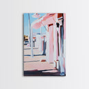 Sunset Street, Pastel Cityscape, Framed Canvas Print, Urban Decor, Impressionist Wall Art, Warm Color Palette, Stylish Living Space