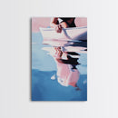 Woman on Water, Summer Reflections, Framed Canvas Print, Contemporary Minimalism, Relaxing Wall Decor, Coastal Home Accent