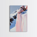 Snowy Mountains, Winter Landscape, Framed Canvas Print, Cozy Cabin Wall Art, Scenic Nature Painting, Alpine Decor, Christmas Home Aesthetic