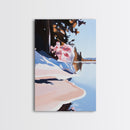 Lakeside Serenity, Peaceful Landscape, Framed Canvas Print, Tranquil Wall Art, Nature Lover Gift, Minimalist Decor, Cozy Home Aesthetic