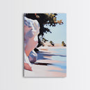 Shoreline, Sunset, Shadows, Warm, Framed Canvas Print, Seascape Wall Art, Boho Beach Decor, Ocean Sunset Artwork, Coastal Home Aesthetic