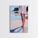Walk, Beach, Serenity, Freedom, Canvas Print, Minimalist Seaside Wall Art, Soft Feminine Decor, Coastal Bedroom Artwork, Ocean Home Aesthetic