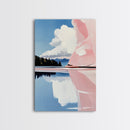 Pink Rock Reflection, Abstract Landscape, Serene Water Art, Framed Canvas Print, Modern Wall Decor, Minimalist Nature, Living Room Art