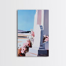 Tombstone, Cemetery, Memorial, Peaceful, Floral, Reflective, Serenity, Minimalist, Emotional, Blue Sky, Pastel, Canvas Print