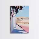 Sunlit Fields, Rural Landscape, Mediterranean Art, Warm Pastel Colors, Farmhouse Aesthetic, Framed Canvas Print, Kitchen Wall Art