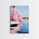 Boat Reflection, Nautical Wall Art, Ocean Painting, Framed Canvas Print, Coastal Living Decor, Modern Seascape, Beach House Artwork