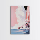 Ocean Wave, Splash Art, Abstract Beach, Coastal Wall Art, Framed Canvas Print, Watercolor Style, Living Room Decor, Nautical Art