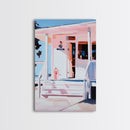 Beach House, Coastal Art, Nautical Decor, Minimalist Wall Art, Framed Canvas Print, Modern Home, Living Room Art, Pastel Painting