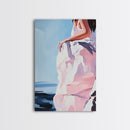 Elegant Woman, Fashion Art, Feminine Aesthetic, Minimalist Painting, Chic Wall Art, Soft Pastel Decor, Canvas Print, Bedroom Wall Art