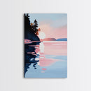 Sunset Reflections, Coastal Wall Art, Framed Canvas Print, Minimalist Landscape, Pastel Beach Decor, Living Room Art, Modern Seascape