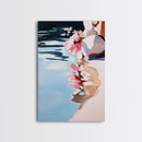 Floral Reflection, Dreamy Water Art, Framed Canvas Print, Romantic Pastel Painting, Boho Home Decor, Nature Artwork, Zen Aesthetic