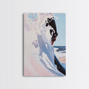 Surf, Ocean Wave, Coastal Art, Framed Canvas Print, Abstract Beach Painting, Blue and White Art, Minimalist Seascape, Bedroom Wall Art