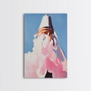 Mountain, Abstract Peak, Modern Landscape, Canvas Print, Blue Wall Art, Minimalist Nature Art, Neutral Wall Decor, Office Wall Art