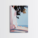 Seaside Shade, Coastal Rock Art, Oceanfront Painting, Framed Canvas Print, Minimalist Beach Decor, Tranquil Landscape Wall Art