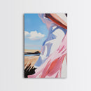 Coastal Breeze, Flowing Dress, Beach Aesthetic, Minimalist Art, Modern Home Decor, Living Room Wall Art, Framed Canvas Print
